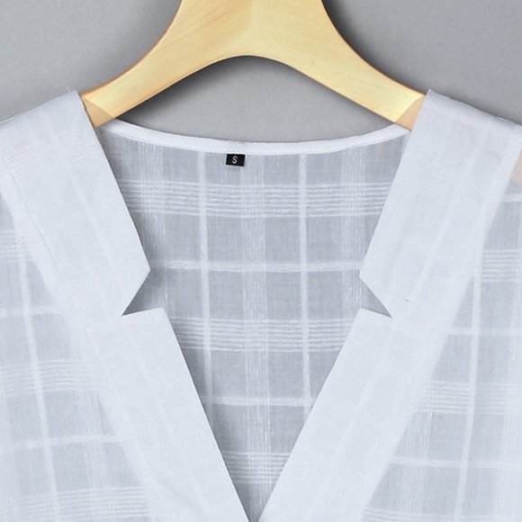 White Basic V-Neck Blouse - Picture 3 of 5